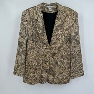 Paolo Santini Womens Size 12 Silk Blazer Paisley‎ Vintage Boho Artsy Statement
